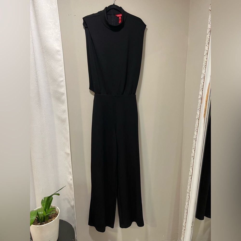 SPANX AirEssentials Mockneck Jumpsuit Sleeveless Black Wide-Leg Size Large - Picture 5 of 9